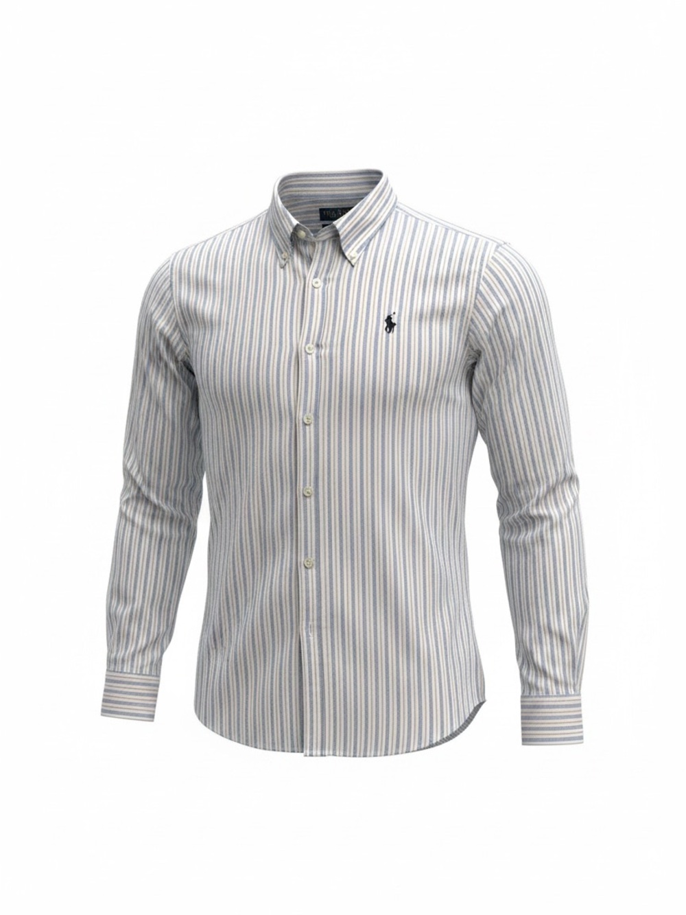 Polo by Ralph Lauren Blue and White Striped Button-Down Shirt - Picture 1 of 5